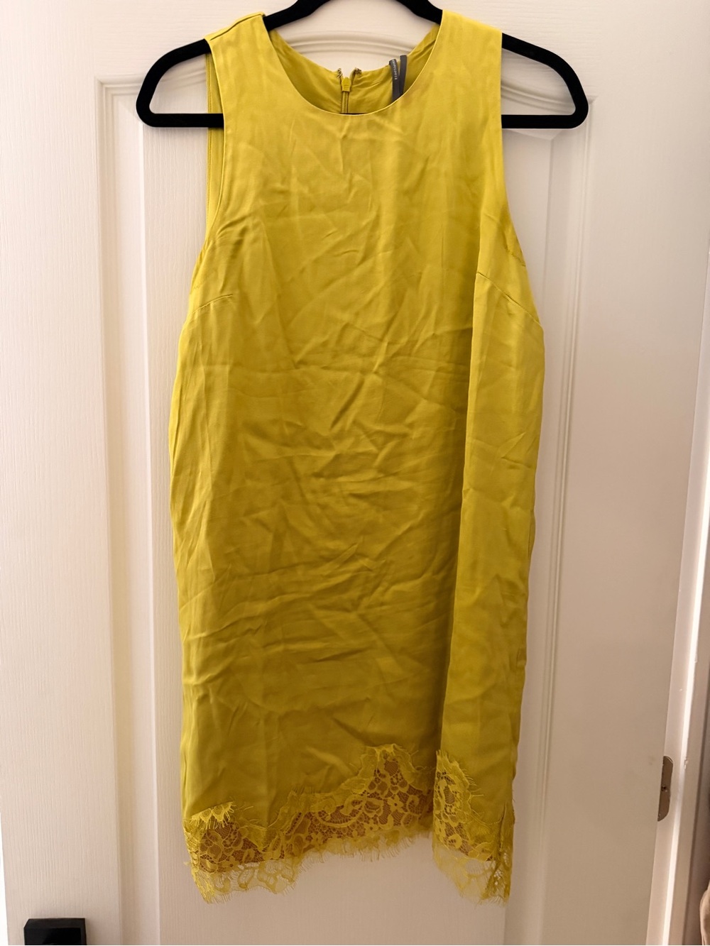 Women's Chartreuse Lace-Hem Dress